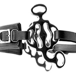 Hochwertiges Pferdezubehör AMKA 3 Ring Barock Hackamore Flexi mit Edelstahl Anzügen und 3 Ringen am Nasenband für jeden Reiter geeignet, Leder und Edelstahl gefertigt