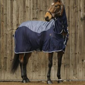 Pferdedecke mit wasserdichtem Mesh und Kreuzgurten, Regen- & Fliegendecke für Pferde in Marineblau, Outdoordecke