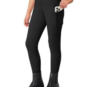 Reiteinzelhose für Kinder, schwarze Reithose mit Silikon-Vollbesatz und zwei Seitenfächern, ideal für Sommerreiten