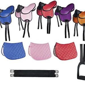 Shettysattel-Set für Anfänger mit Sattel, Schabracke und Steigbügel in Orange