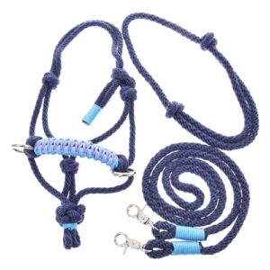 Dunkelblauer Halfter mit Zügel und Halsring für Steckenpferd, Größe M, Hobby Horse Zubehör