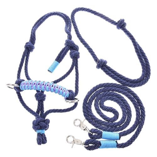 Dunkelblauer Halfter mit Zügel und Halsring für Steckenpferd, Größe M, Hobby Horse Zubehör