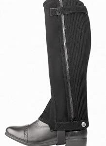 Mini Chaps für Kinder, atmungsaktives Material, elastische Stege und Wadenbereiche, bequemer Schnitt, waschbar und pflegeleicht, schwarz-gelbe Farbkombination