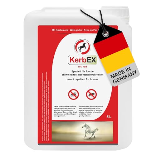 Insektenabwehrmittel für Pferde, KerbEX rot, 5 Liter, langanhaltender Schutz gegen Bremsen, Mücken, Kriebelmücken und Zecken