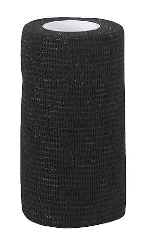Kerbl EquiLastic selbsthaftende Bandage, 7.5 cm breit, schwarz für Pferde, hochelastisch, sich selbst haftend, langlebig und leicht zu reißen