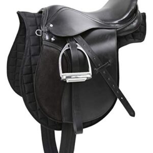 Schwarzes Sattelset für Ponys, ideal für Anfänger und Fortgeschrittene im Reitsport