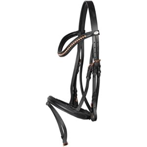 Trensenzaum Marengos Comfort Rosemary schwarz - Rosegold Vollblut, Reiterkomforterlebnis, hochwertiges Leder, maximale Komfortbelüftung