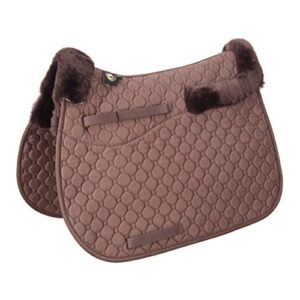 Hochwertige Lammfell Schabracke aus Braun für kleine Pferde und Ponys mit GP/Jumping Square Pad