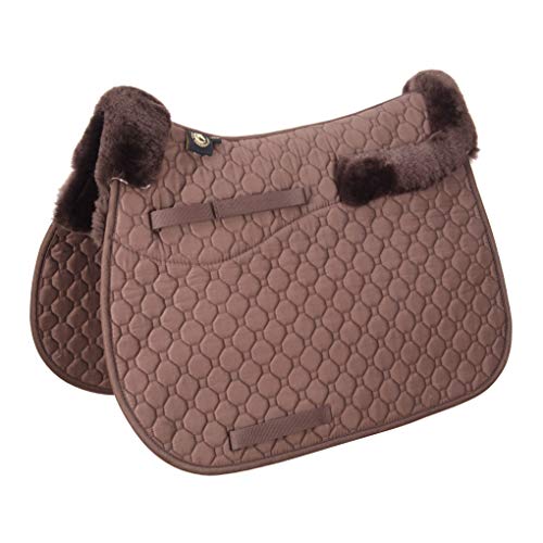 Hochwertige Lammfell Schabracke aus Braun für kleine Pferde und Ponys mit GP/Jumping Square Pad