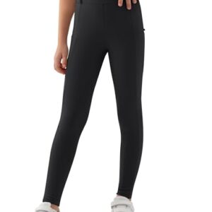 Kinder Reithose Mädchen Vollbesatz mit Silikon Kinder Reitleggings und Reißverschlusstasche für den Reitsport, Schwarz, Größe 128-140