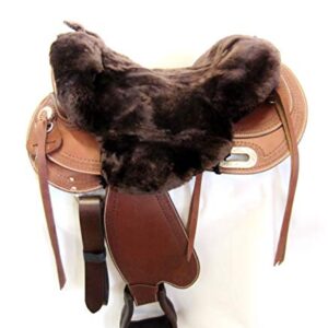 Weicher Sitzbezug für Westernsattel aus Merino Lammfell in brauner Farbe, angenehmes und weiches Gefühl für Pferde