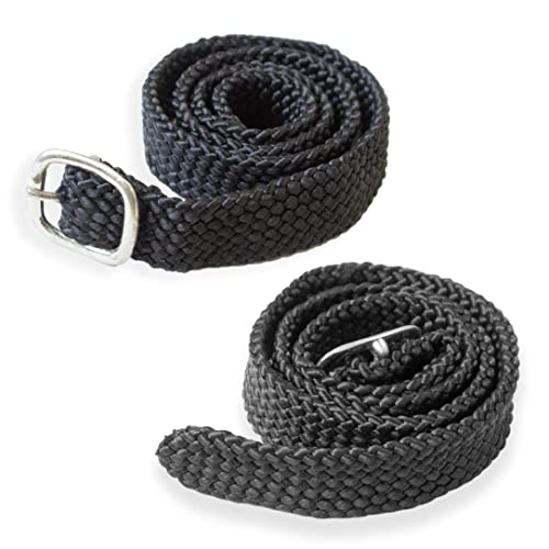 Zwei schmale Sporenriemen in Schwarz, größenverstellt und perfekt für Reitsporen geeignet als Ersatz für Sporenschnallen.