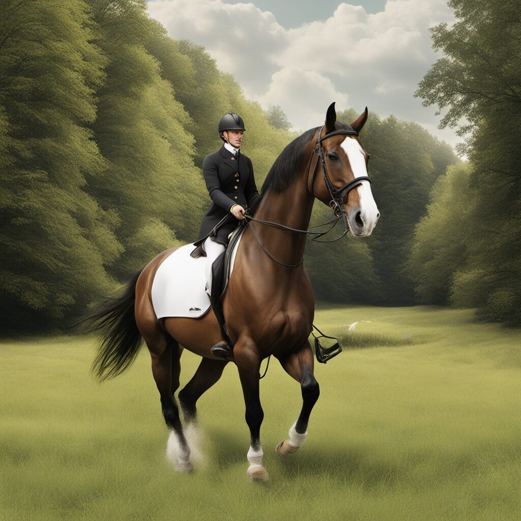 Pferd mit Baucher-Trense aus Sprenger in einer idyllischen Landschaft