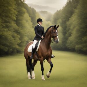 Pferd mit Reiter im Sattel, verschiedene englische Gebisse in verschiedenen Farben und Formen