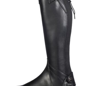 HKM Aberdeen lang/extra Slim Reitstiefel, Schwarz, 36 EU X-Schmal, Reitstiefel mit elastischem Einsatz und Druckknopf-Sicherheitsschloss