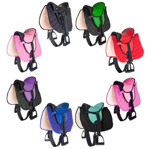PFIFF 103106 Sattelset für Kinder, Komplettset, Kindersattel, Schwarz, Pferdesattel, Reitkleidung, Kinderpferd