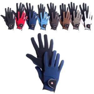 Reiterhandschuhe RL24 in Schwarz/Navy mit Nubuk-Lederimitat, robust und atmungsaktiv für Damen & Herren