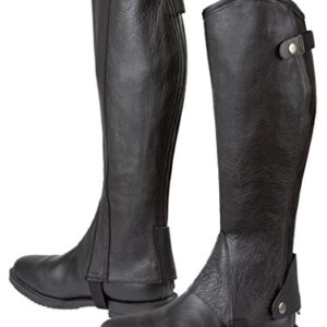 Schwarze Reitstiefel mit elastischem Einsats aus Leder, Größe L