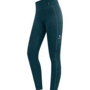 Thermo-Reitleggings für Pferde in Petrolblau, Größe 152, wärmende Fleece-Innenseite und thermoregulativer Silikon-Vollbesatz