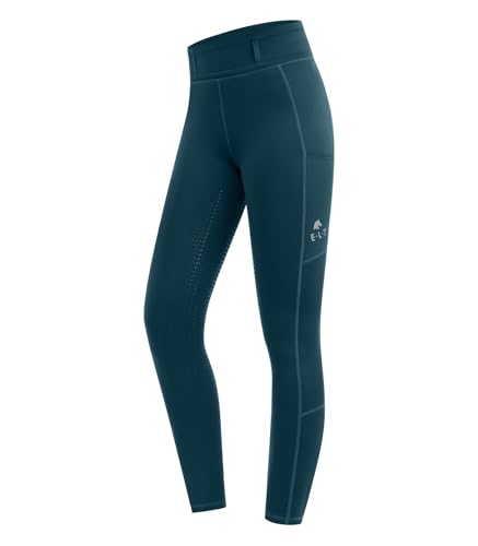 Thermo-Reitleggings für Pferde in Petrolblau, Größe 152, wärmende Fleece-Innenseite und thermoregulativer Silikon-Vollbesatz