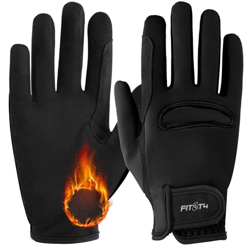 Reithandschuhe Kinder Winter Grip rutschfest Handschuie Reiten Jungen Mädchen mit Touchscreen-Design für Reitsport Sports, Schutz, Schwarz, S