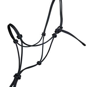 Hunters Saddlery Knotenhalfter für Pferde - Kompatibel mit Parelli Natural Horsemanship, Vollblut/Cob, Schwarz