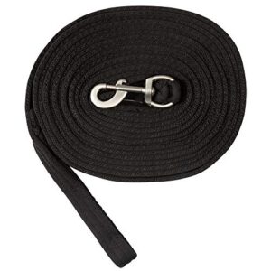 Softlonge von PFIFF, hochwertige Longierleine mit stabilen Beschlüssen und verstellbaren Karabinerhaken, ideal für Langstreckenreiten, 8,20 Meter lang, schwarz