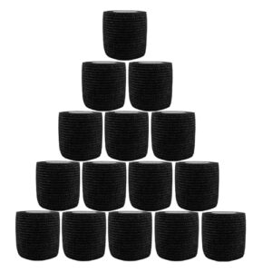 15 Rollen Selbstklebender Verband, 5cm x 4,5m Schwarz Haftbandage Selbstklebend, Elastischer Fixierbinde Kohäsive Bandage für Sport, Binde Bandage für Vet Wrap Pet für Katze, Hund, Pferd