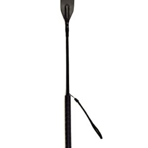 Schwarze Lederpeitsche mit Griff und Aufhängeseil, geeignet für Pferde, 45 cm lang