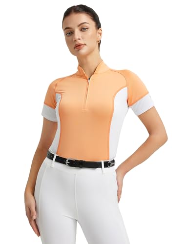 Damen Reitshirt mit Halber Reißverschluss, atmungsaktiver Stoff und Sonnenschutz für Sommerreiten
