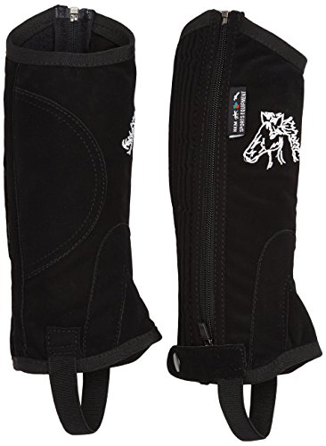 Schwarze HKM Kids Reitletten mit Elastikeinsatz, ideal für Kinder bei ihrer ersten Pferderezession, atmungsaktive Nubukimitat-Stoffierung und sicherer Reißverschluss