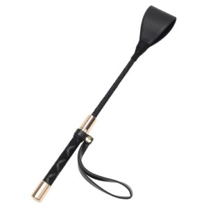 Schwarze Reitgerte für Pferde, 30 cm lang mit rutschfestem Gel-Griff und robuster PU-Leder-Oberfläche