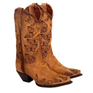 Cowgirl-Stiefel für Damen, Retro-Kniehohe Stiefel für Damen, handgefertigte Cowboystiefel aus Leder, große Größe, hochwertiger Lederbesatz, einfaches und elegantes Design, stabil und bequem zu tragen