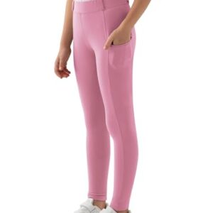 MoFiz Kinder Reithose Mädchen in Rosa Farbe, Vollbesatz mit Silikon Kinder Reitleggings und Reißverschlusstasche für Mädchen zwischen 128-140 cm Größe