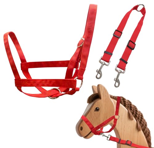 Trensenzaum für Spielzeugpferd, Holzpony Trense für Kinder, verstellbarer Halfter für Pferde