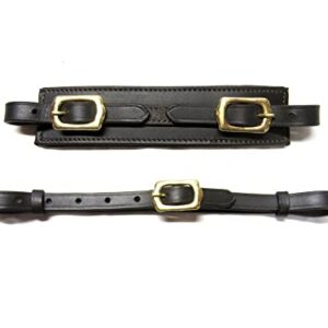 Softleder gepolsterter Nasenriemen und Kinnriemen für Pferde, Set in Braun mit goldenem Beschlag