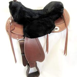 Westersattel Sitzbezug aus Merino Lammfell schwarz für Pferde, bequemer und wärmer im Winter sowie kühler im Sommer