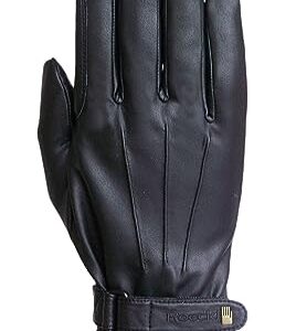 Roeckl Sports Reithandschuh Weymouth, Turnier Winter Handschuh, Schwarz 7.5 - Reithandschuh mit Kunstleder SUPREMA und Fleecefutter für kalte Wintertage