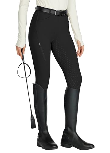 Bequeme Damenreithose mit Silikon-Vollsitz, atmungsaktives 4-Wege-Stretch-Gewebe und Reißverschlusstasche für equestrian Aktivitäten