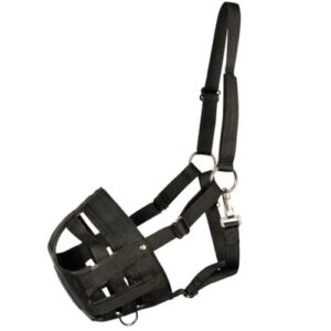 AMKA Harry`s Horse Maulkorb Nylon/Gummi, schwarz Fressbremse für Pferde zur Kolik-Behandlung und Anweidung