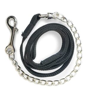 Führkette für Pferde | Sicheres Führen mit Eisenkette und Nylon Handgriff | Für Hengst, Hund, Pony und Esel | Länge 2,10 m (Schwarz)