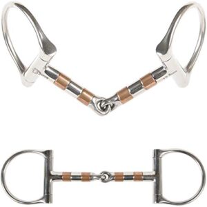Hochwertige D-Trense mit Kupferrollen für Pferde, Größe 12,5 cm, ideal für Pferde zwischen 150 bis 170 cm Widerristhöhe