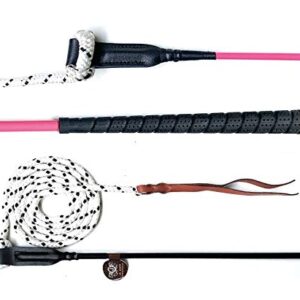 Kontaktstock für Pferd mit Seil für Bodenarbeit und Training, 100/120 cm, pink