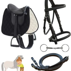 My Sweet Pony Kinder Shetty Sattel-Set mit Trense, Gebiß und Zügel für Pony-Shetty und Holzpferd - Komplett-Set für erste Reitversuche