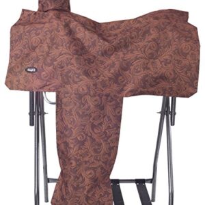Hochwertiger Sattelbezug aus Nylon für Western-Sättel mit aufdruckendem Muster und Tooled-Leder-Braun, Größe 7'' x 8 1/2''