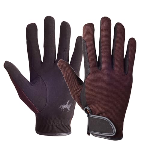 WDEC Reithandschuhe, Unisex Erwachsene, Reithandschuhe Atmungsaktiv, Touchscreen Handschuhe für Radfahren, Reiten und Outdoor Aktivitäten, Professional (braun)