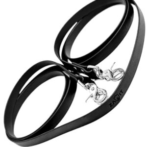 ZAVVIT BioThane Zügel geschlossen mit Scherenkarabiner, 16 mm breit, 3 m lang, schwarz für Training und Ausritt