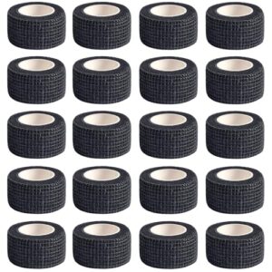 20 Rollen Selbstklebender Verband, 2,5cm x 4,5m Verband Selbstklebend Elastisches Selbsthaftende Bandage, Schwarz