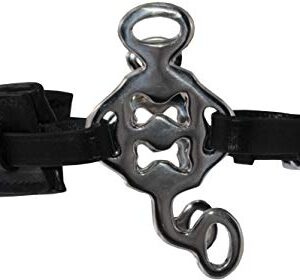 Lederhackamore für Pferde, gebisslos, 3-fach verstellbar mit Barock-Anzügen