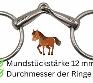 AMKA Ponytrense Wassertrense - hochwertiges Gebiss für Kleinpferde, 12 mm Stärke, 50 mm Ringdurchmesser, ideal für das tägliche Training und Reiten